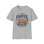 Coffee Dogs Repeat T-Shirt — Funny Dog Lover Coffee Tee