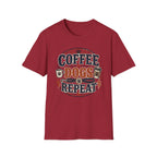 Coffee Dogs Repeat T-Shirt — Funny Dog Lover Coffee Tee