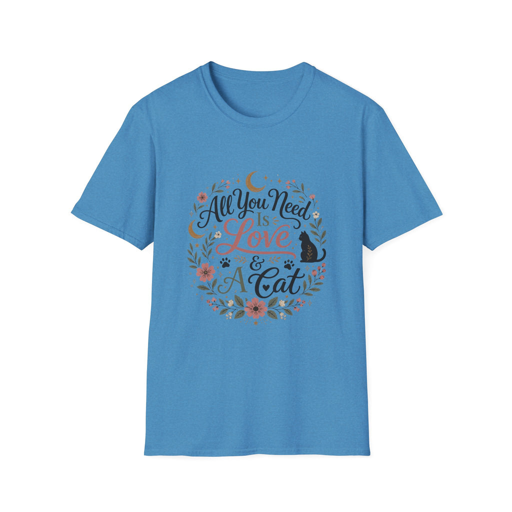 All You Need Is Love & A Cat T-Shirt — Floral Cat Lover Tee