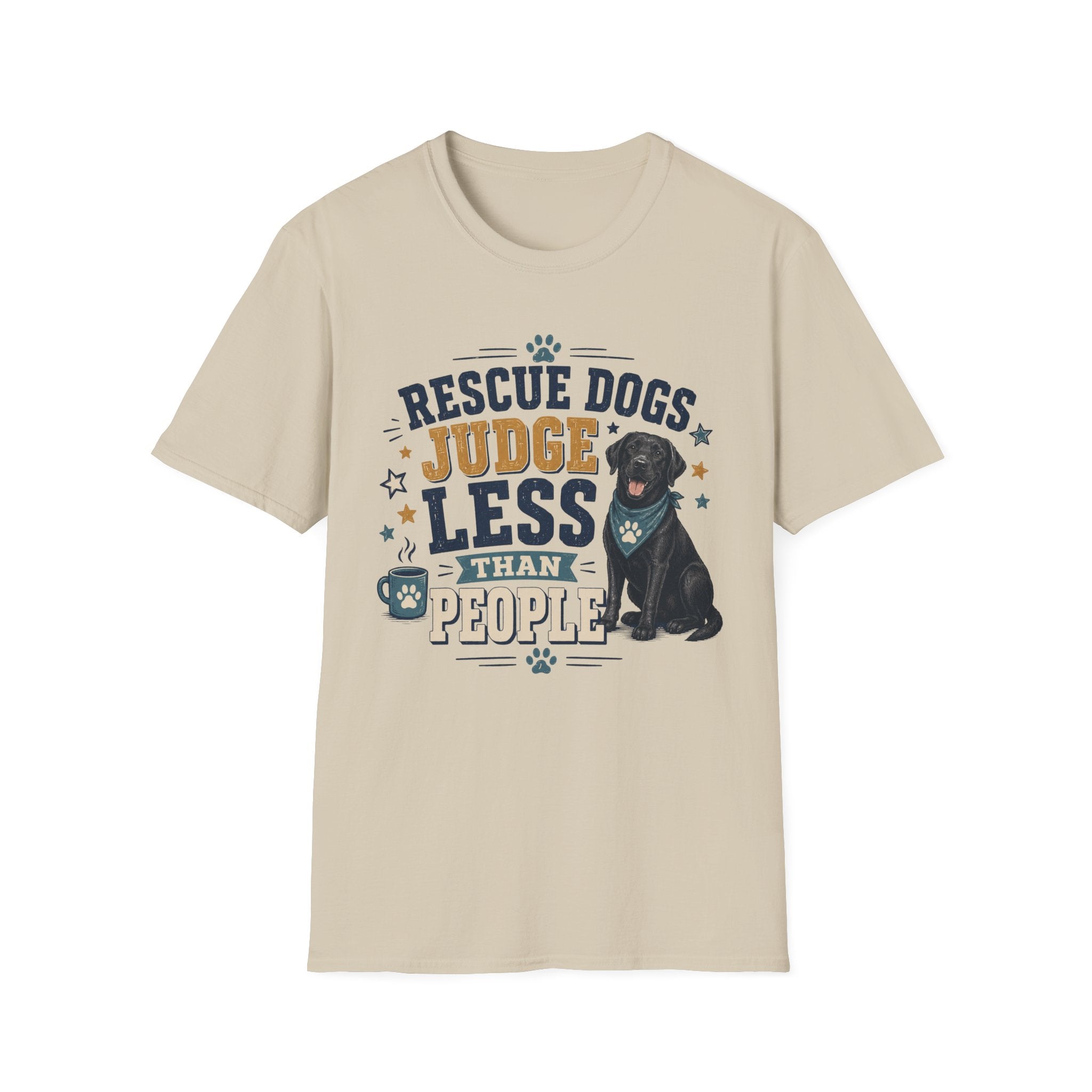Rescue Dogs Judge Less Than People T-Shirt — Cute Black Lab Rescue Tee