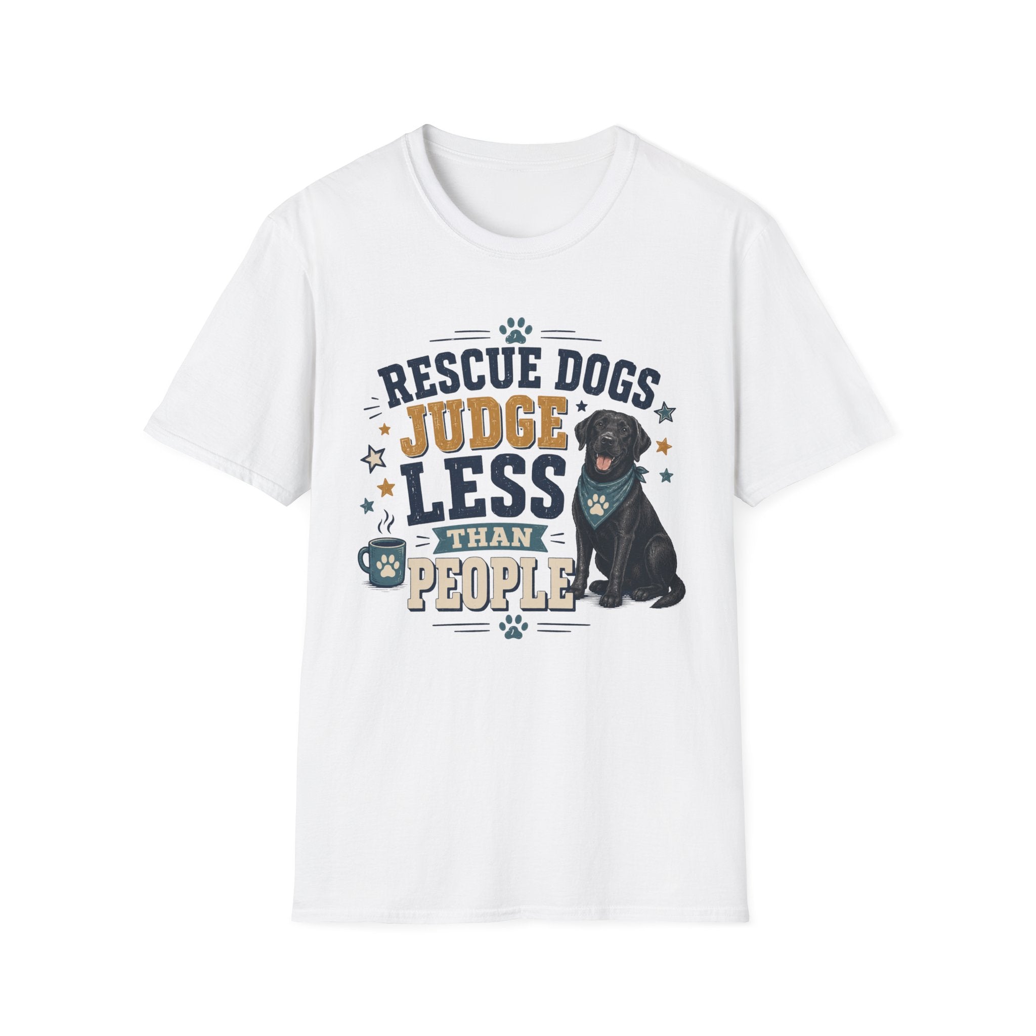 Rescue Dogs Judge Less Than People T-Shirt — Cute Black Lab Rescue Tee