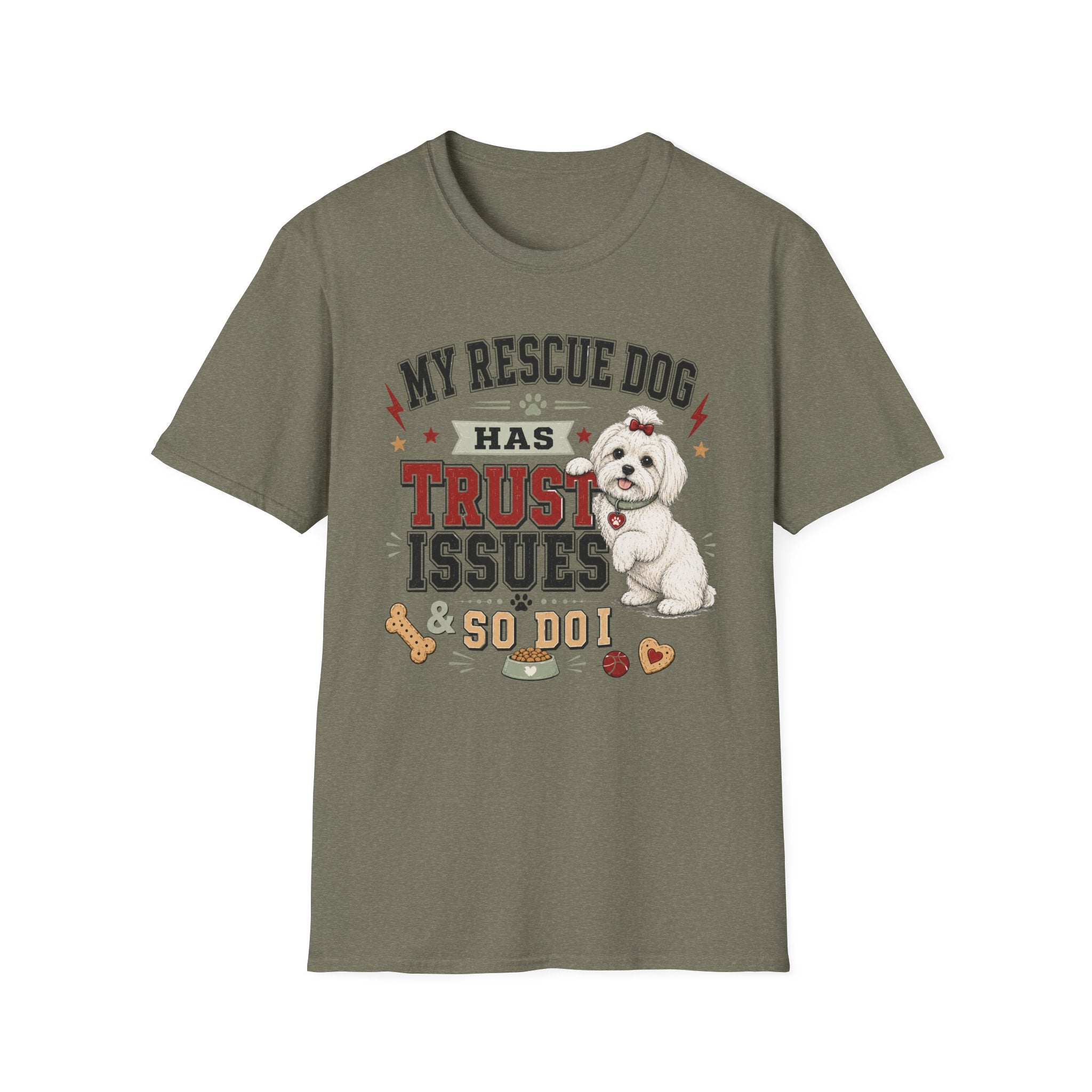 My Rescue Dog Has Trust Issues T-Shirt —Maltese Rescue Dog Owner Tee