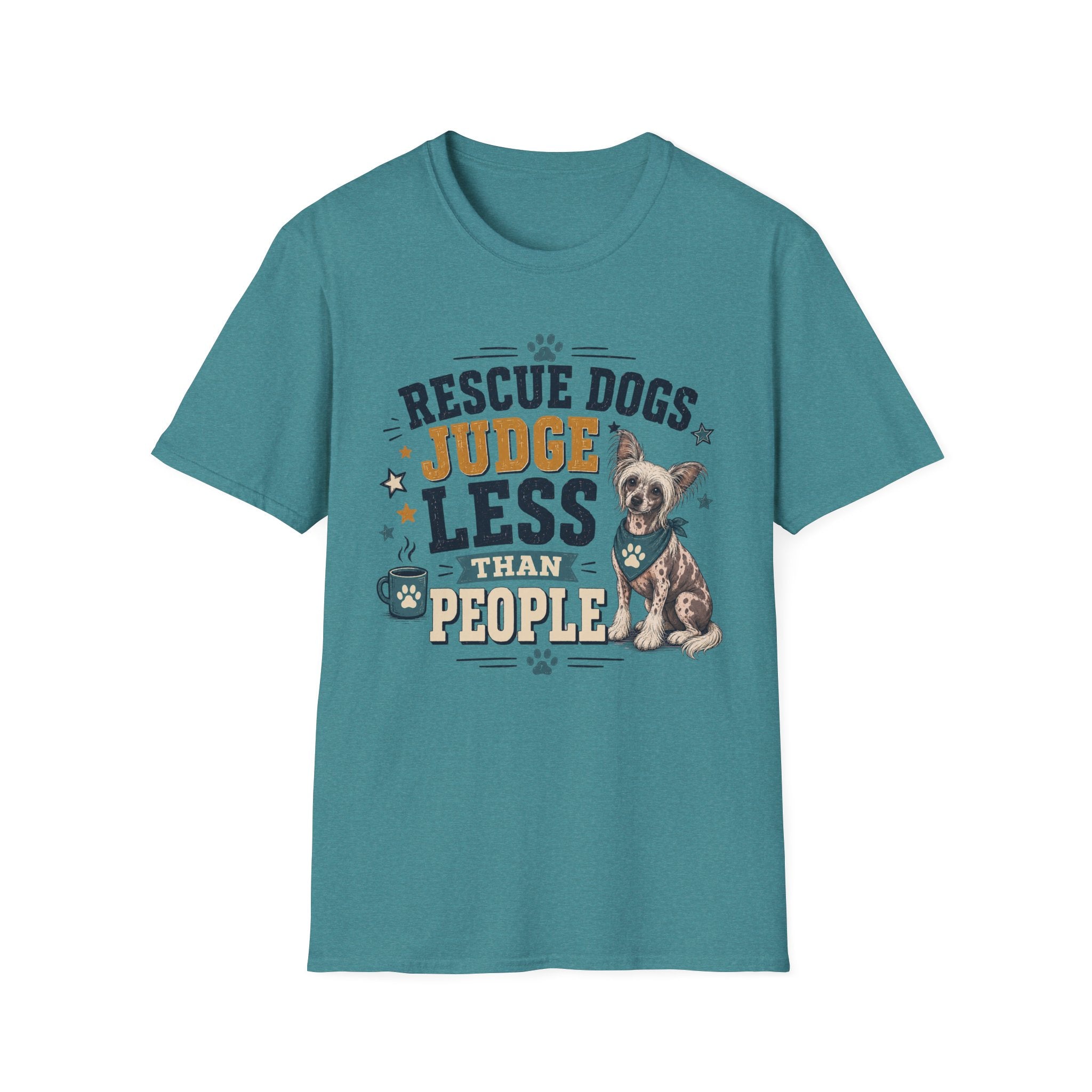 Rescue Dogs Judge Less Than People T-Shirt — Cute Chinese Crested Rescue Tee