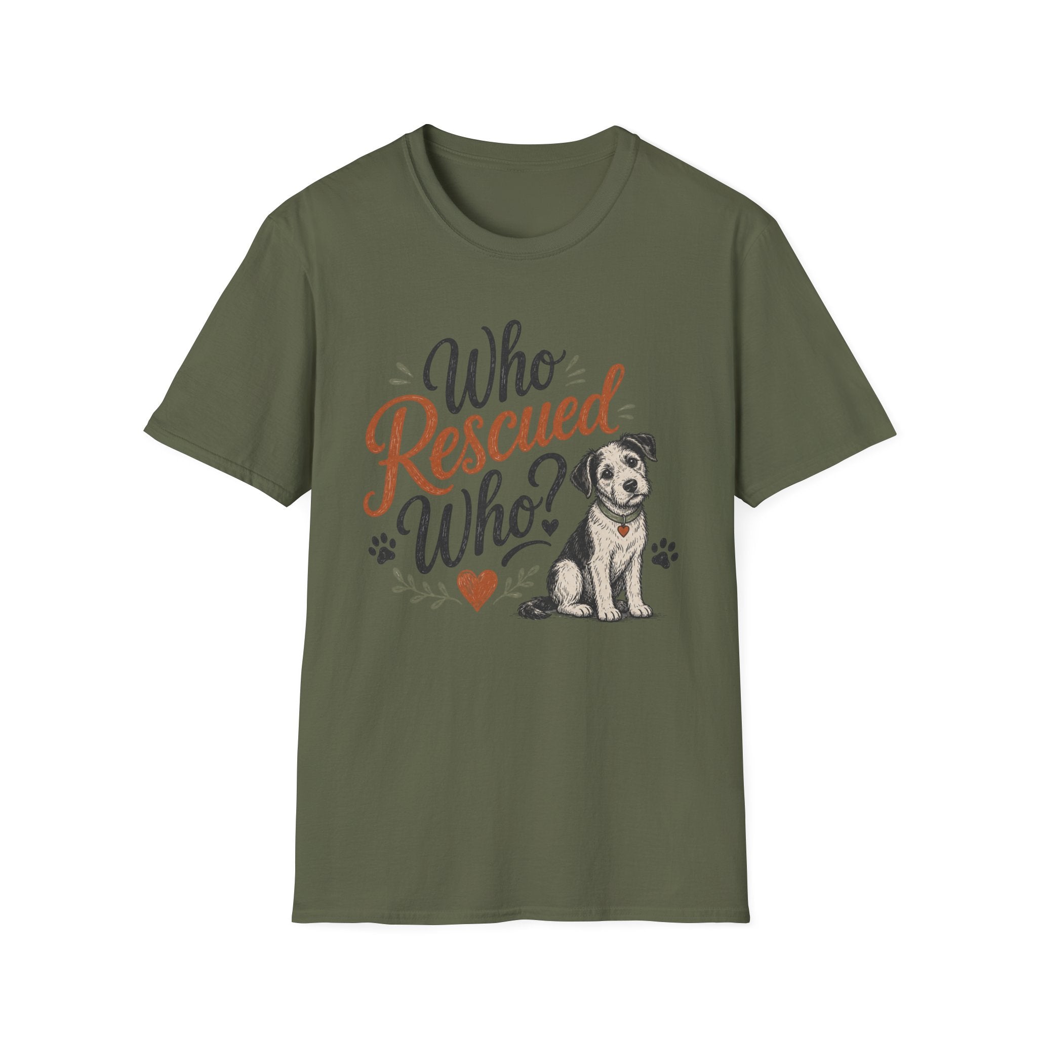 Who Rescued Who? Rescue Dog T-Shirt - Adopted Pet Lover Tee