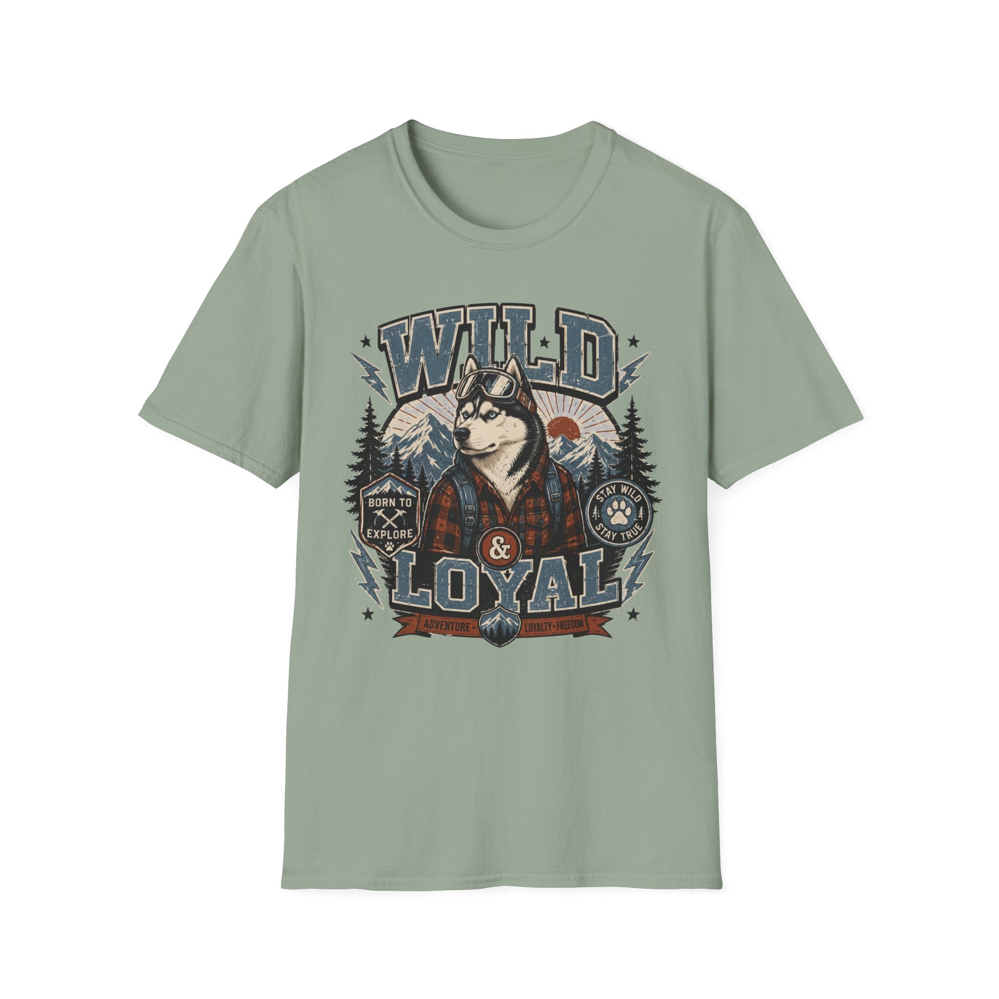 Wild & Loyal Husky T-Shirt — Vintage Mountain Dog Tee