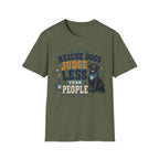 Rescue Dogs Judge Less Than People T-Shirt — Cute Black Lab Rescue Tee