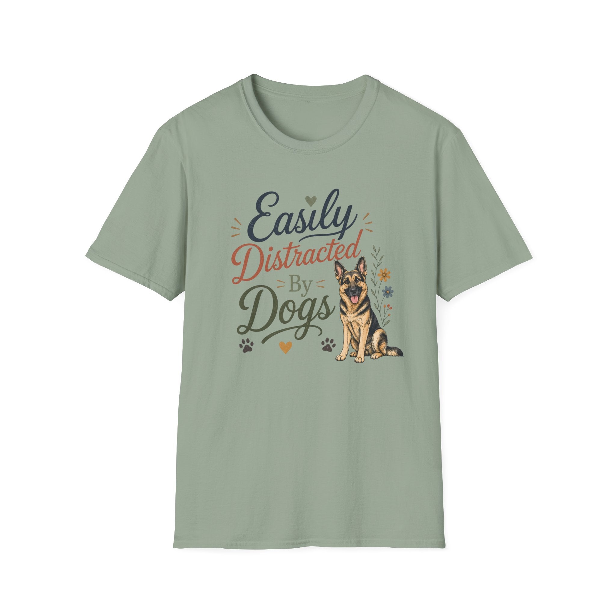 Easily Distracted by Dogs T-Shirt — German Shepherd Dog Lover Tee