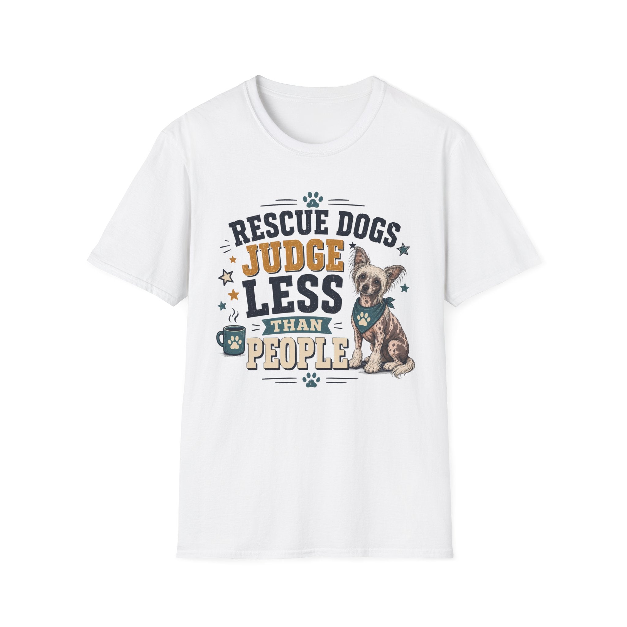 Rescue Dogs Judge Less Than People T-Shirt — Cute Chinese Crested Rescue Tee