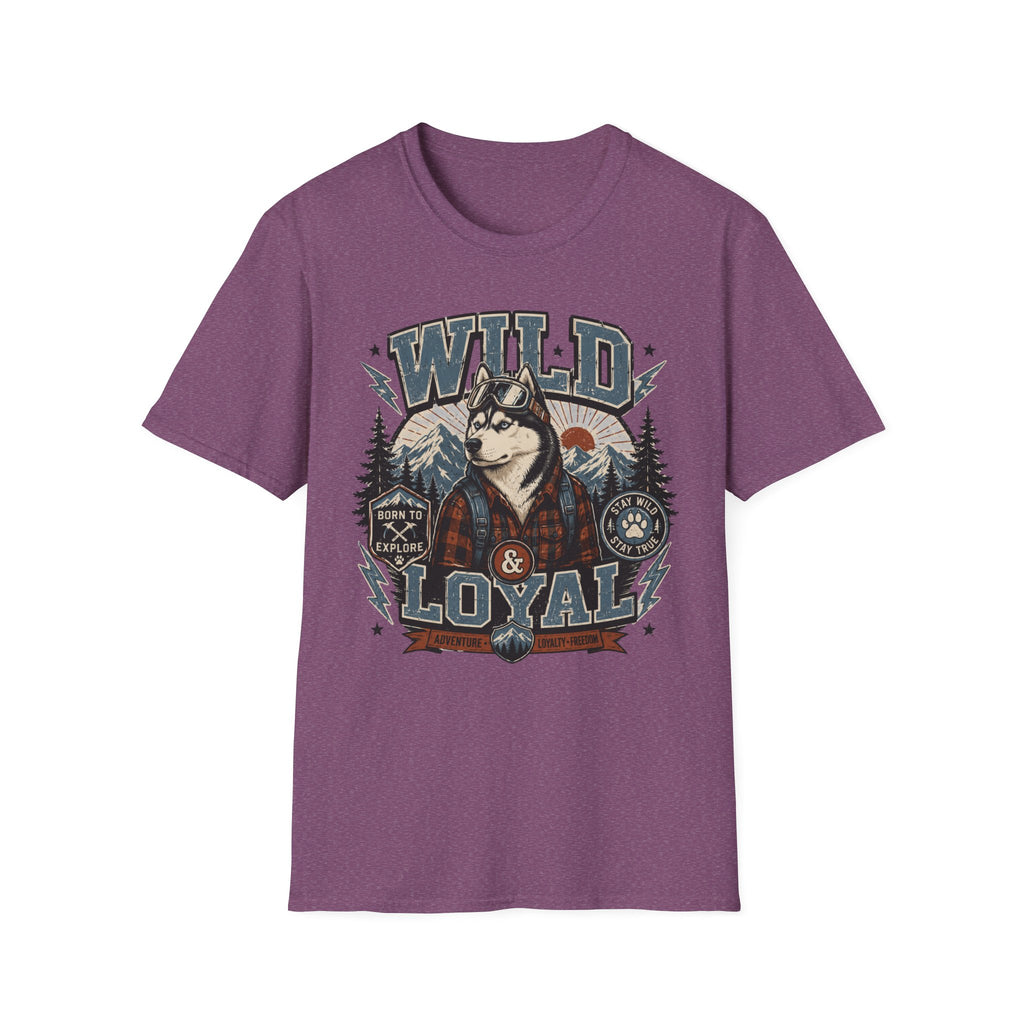 Wild & Loyal Husky T-Shirt — Vintage Mountain Dog Tee