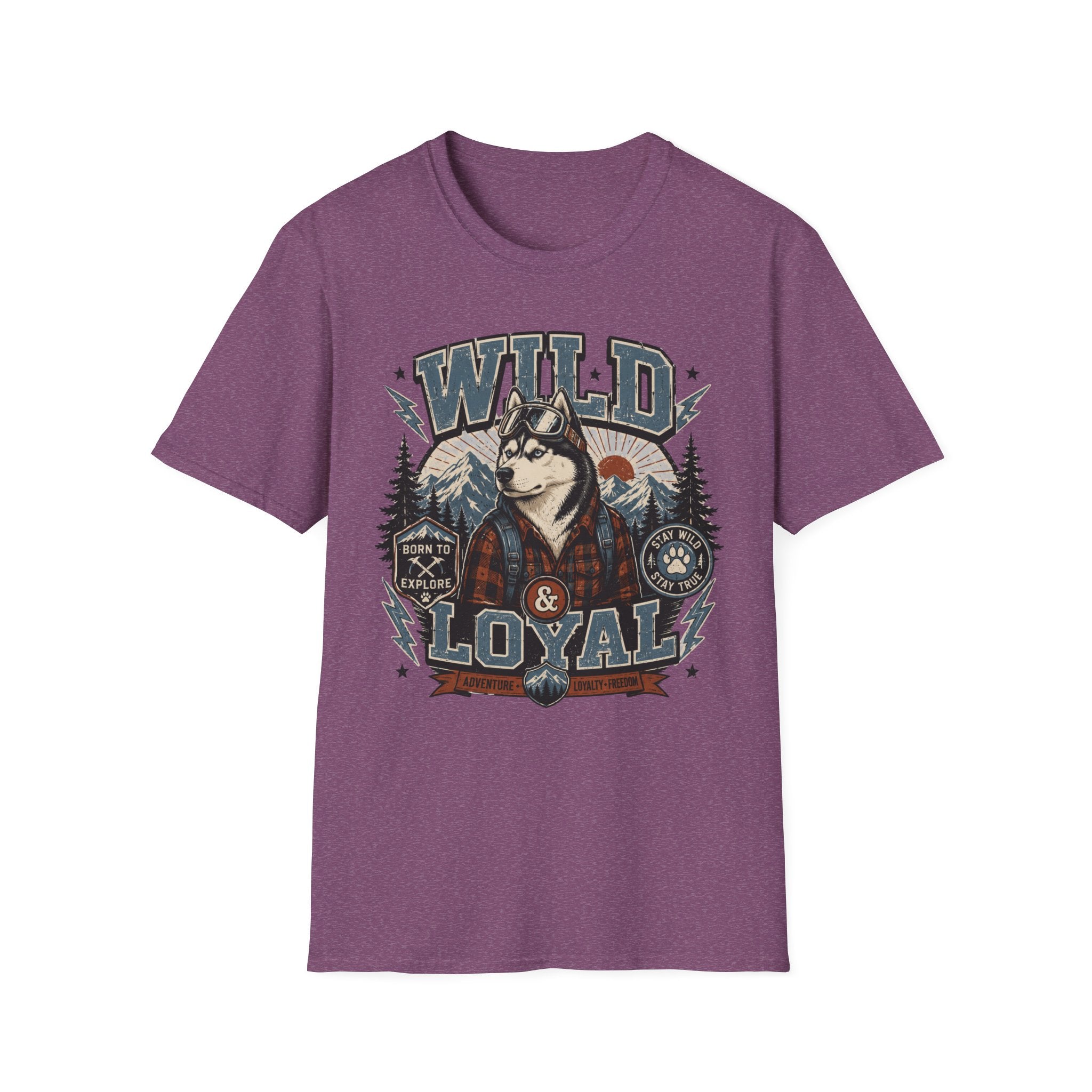Wild & Loyal Husky T-Shirt — Vintage Mountain Dog Tee