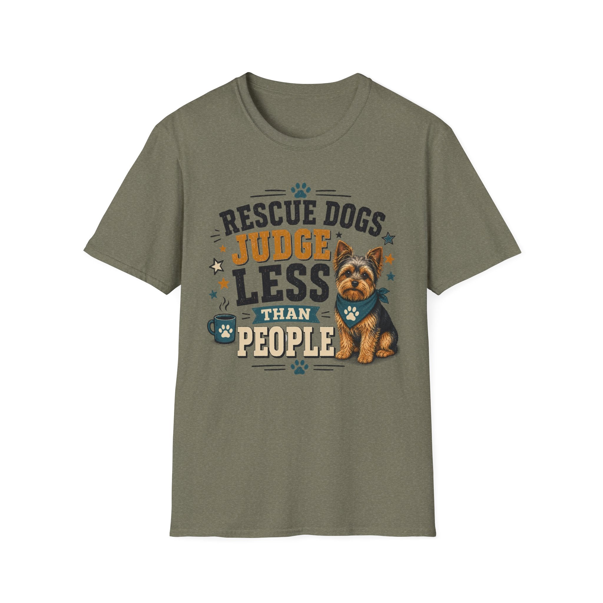 Rescue Dogs Judge Less Than People T-Shirt — Cute Yorkie Rescue Tee
