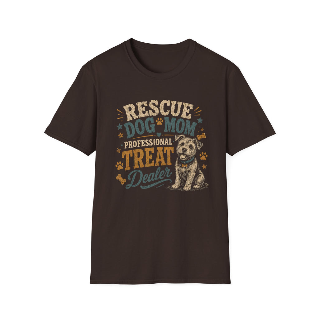 Rescue Dog Mom T-Shirt — "Professional Treat Dealer" Cute Rescue Puppy Tee
