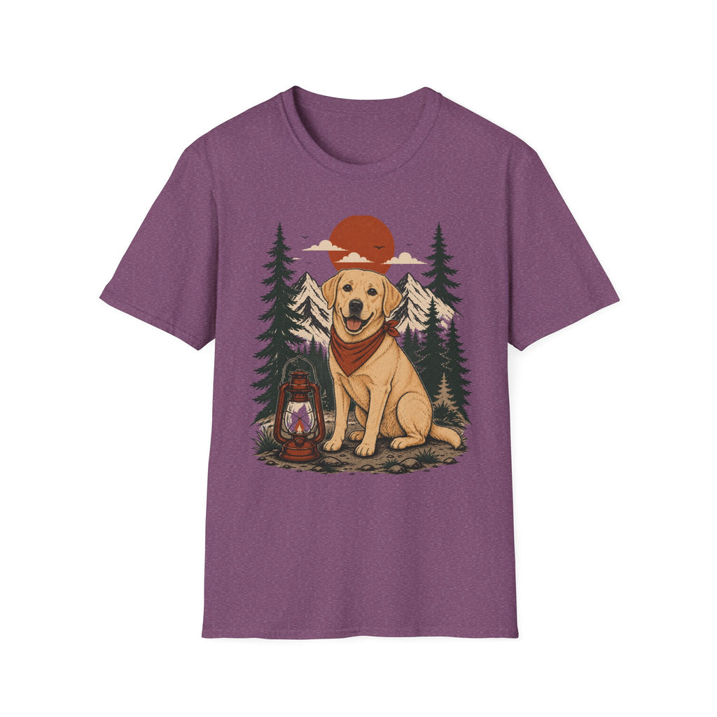 Yellow Lab Lantern T-Shirt — Retro Camping Dog Tee
