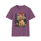 Yellow Lab Lantern T-Shirt — Retro Camping Dog Tee