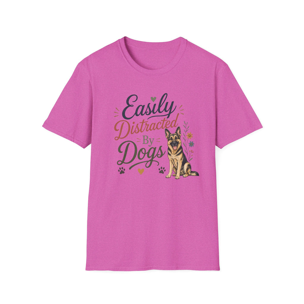 Easily Distracted by Dogs T-Shirt — German Shepherd Dog Lover Tee