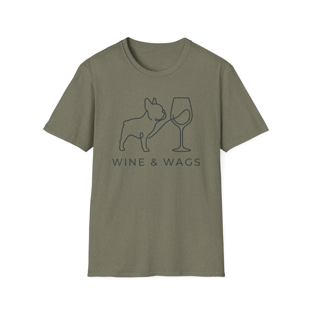 Wine & Wags T-Shirt — Dog and Wine Glass Tee