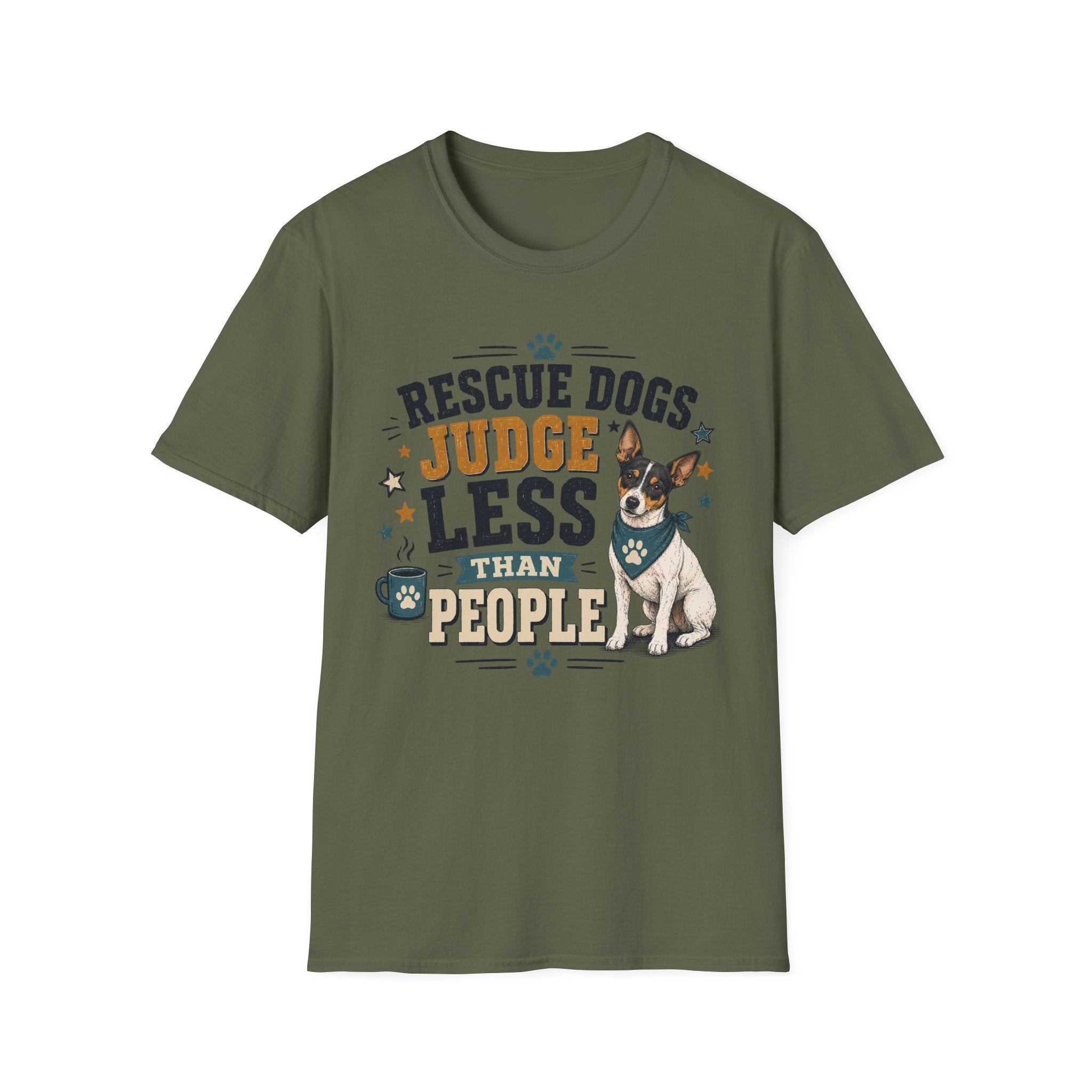 Rescue Dogs Judge Less Than People T-Shirt — Cute Rat Terrier Rescue Tee