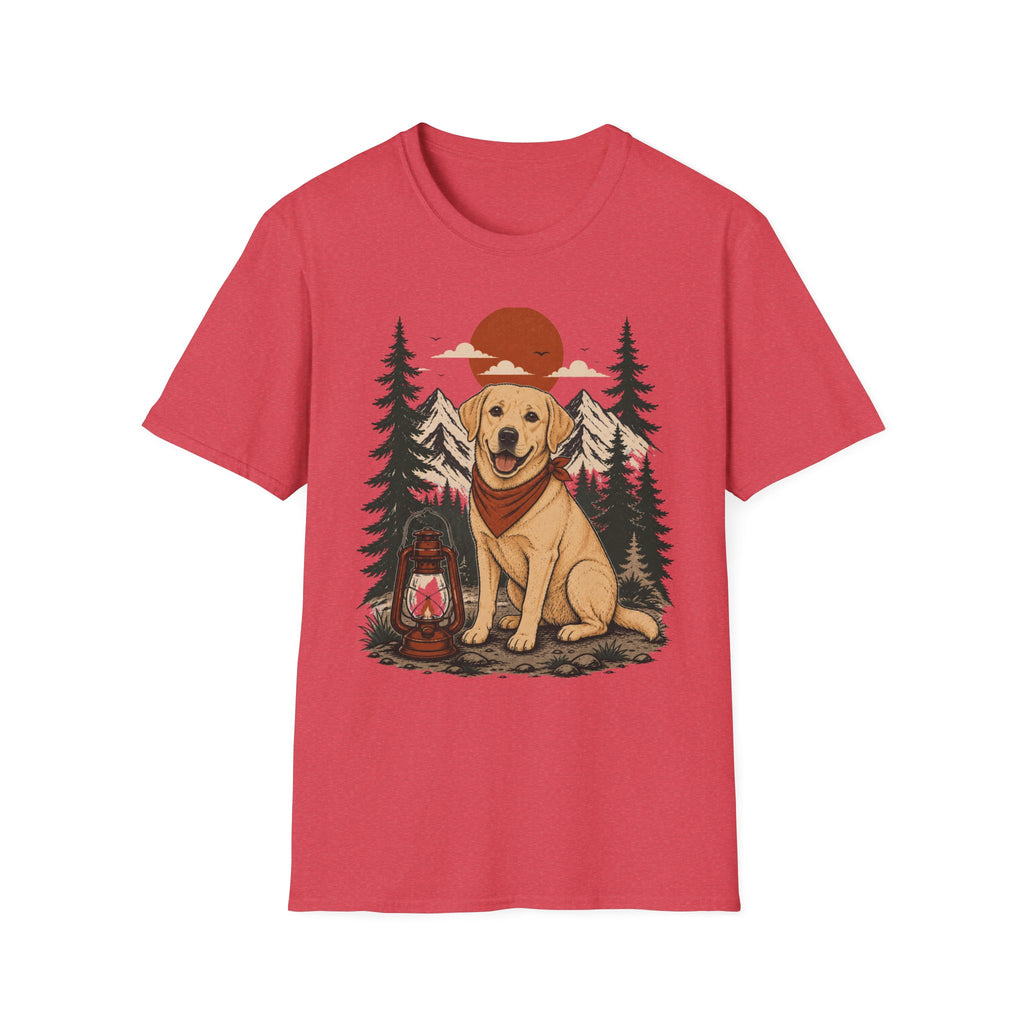 Yellow Lab Lantern T-Shirt — Retro Camping Dog Tee