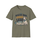Rescue Dogs Judge Less Than People T-Shirt — Cute Bull Terrier Rescue Tee