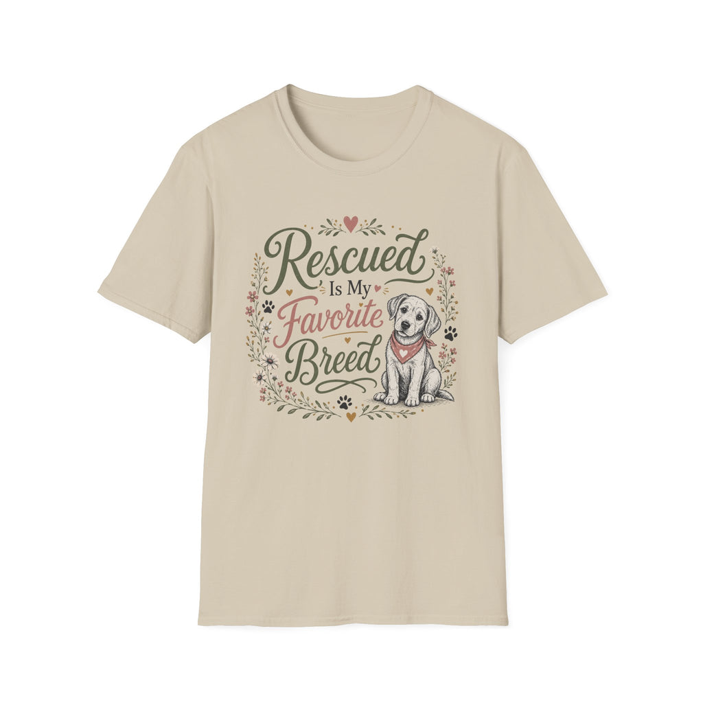 Rescued Is My Favorite Breed T-Shirt — Cute Rescue Dog Adoption Tee