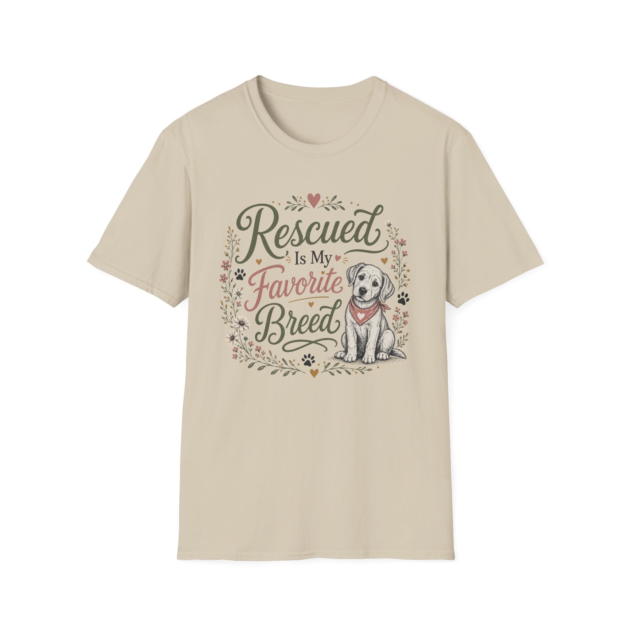 Rescued Is My Favorite Breed T-Shirt — Cute Rescue Dog Adoption Tee