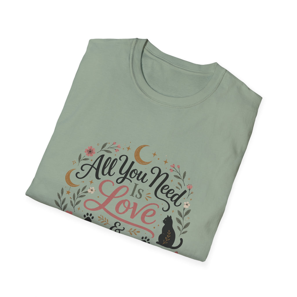 All You Need Is Love & A Cat T-Shirt — Floral Cat Lover Tee