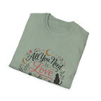 All You Need Is Love & A Cat T-Shirt — Floral Cat Lover Tee