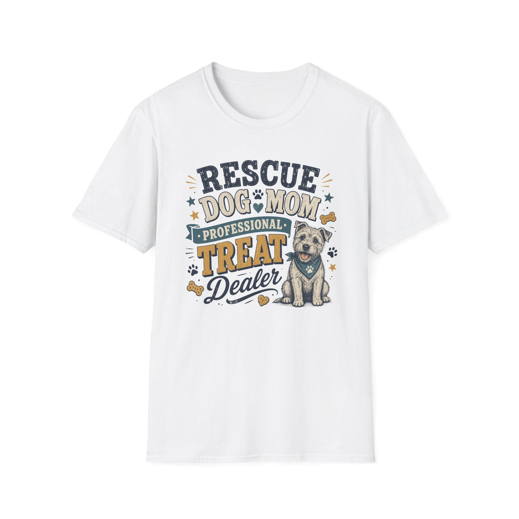 Rescue Dog Mom T-Shirt — "Professional Treat Dealer" Cute Rescue Puppy Tee