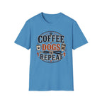 Coffee Dogs Repeat T-Shirt — Funny Dog Lover Coffee Tee