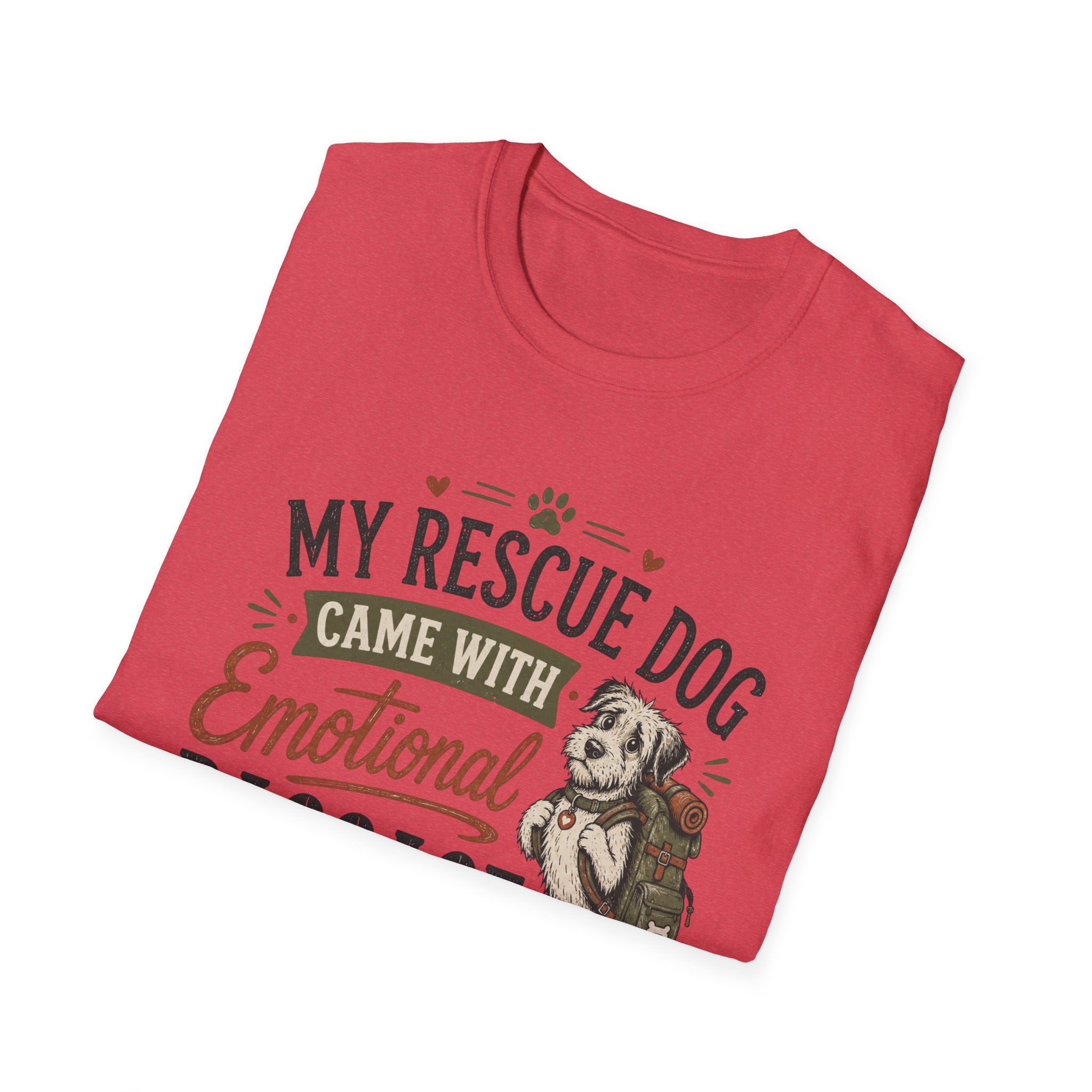 Rescue Dog T-Shirt — "My Rescue Dog Came With Emotional Baggage" Cute Adopted Pup Tee