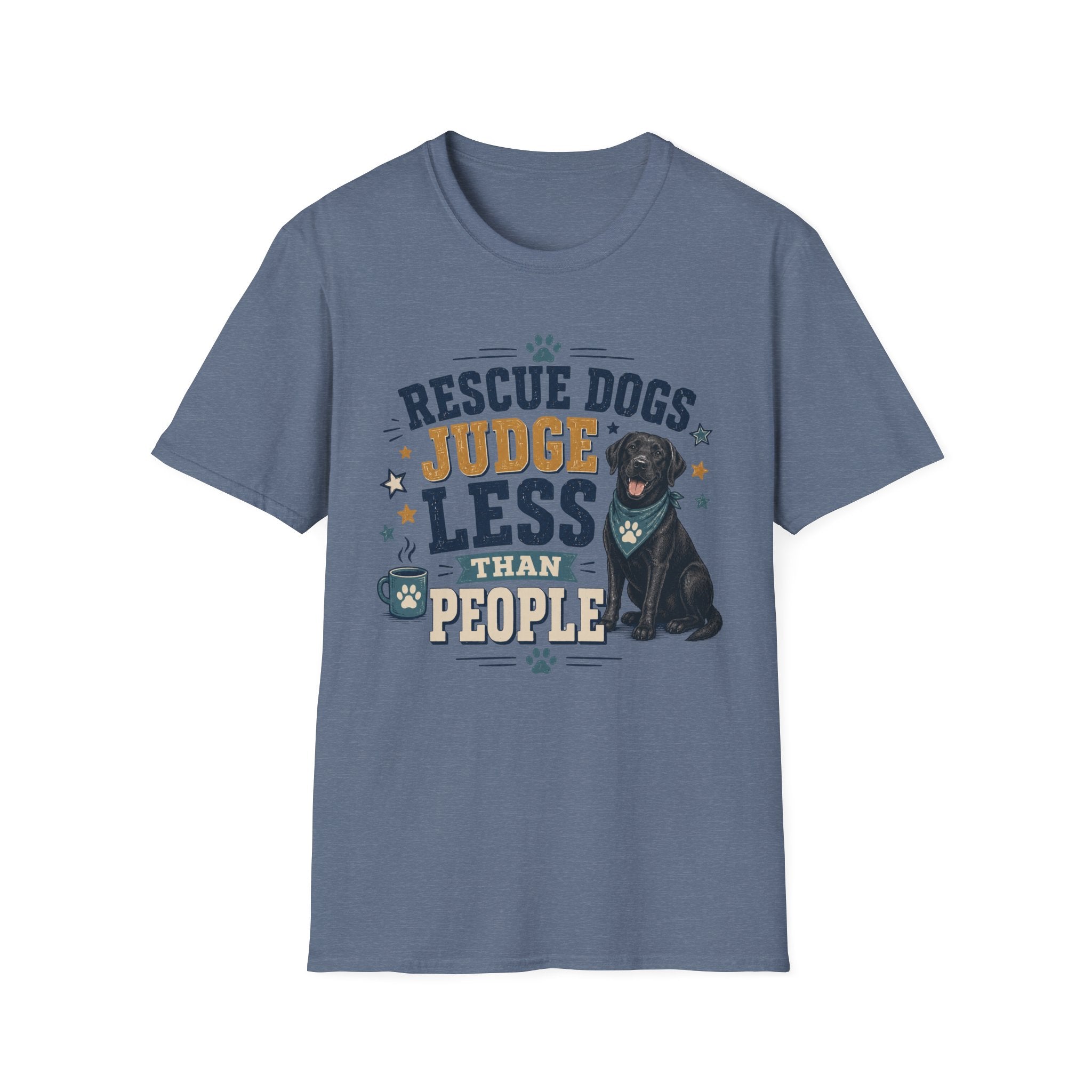 Rescue Dogs Judge Less Than People T-Shirt — Cute Black Lab Rescue Tee