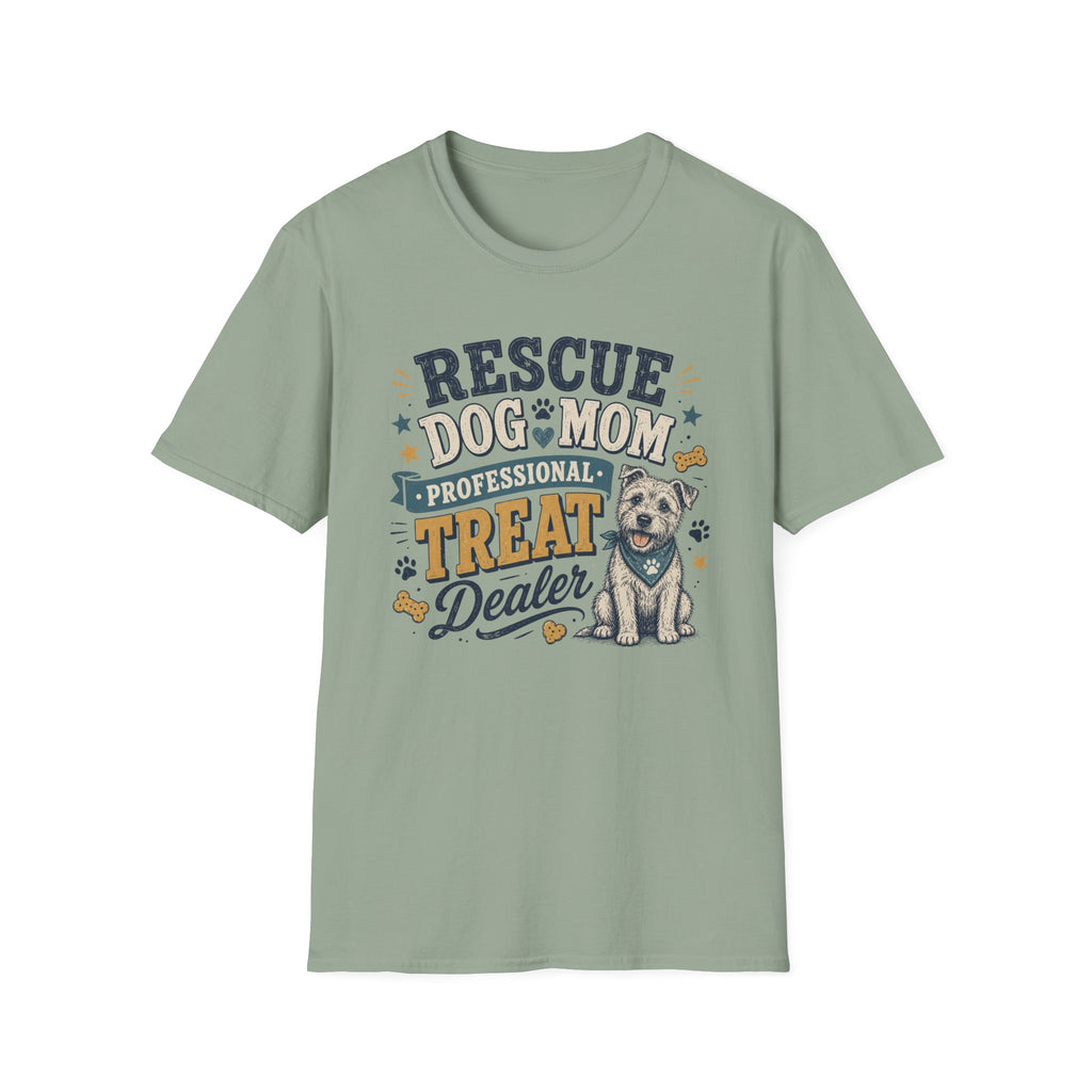 Rescue Dog Mom T-Shirt — "Professional Treat Dealer" Cute Rescue Puppy Tee
