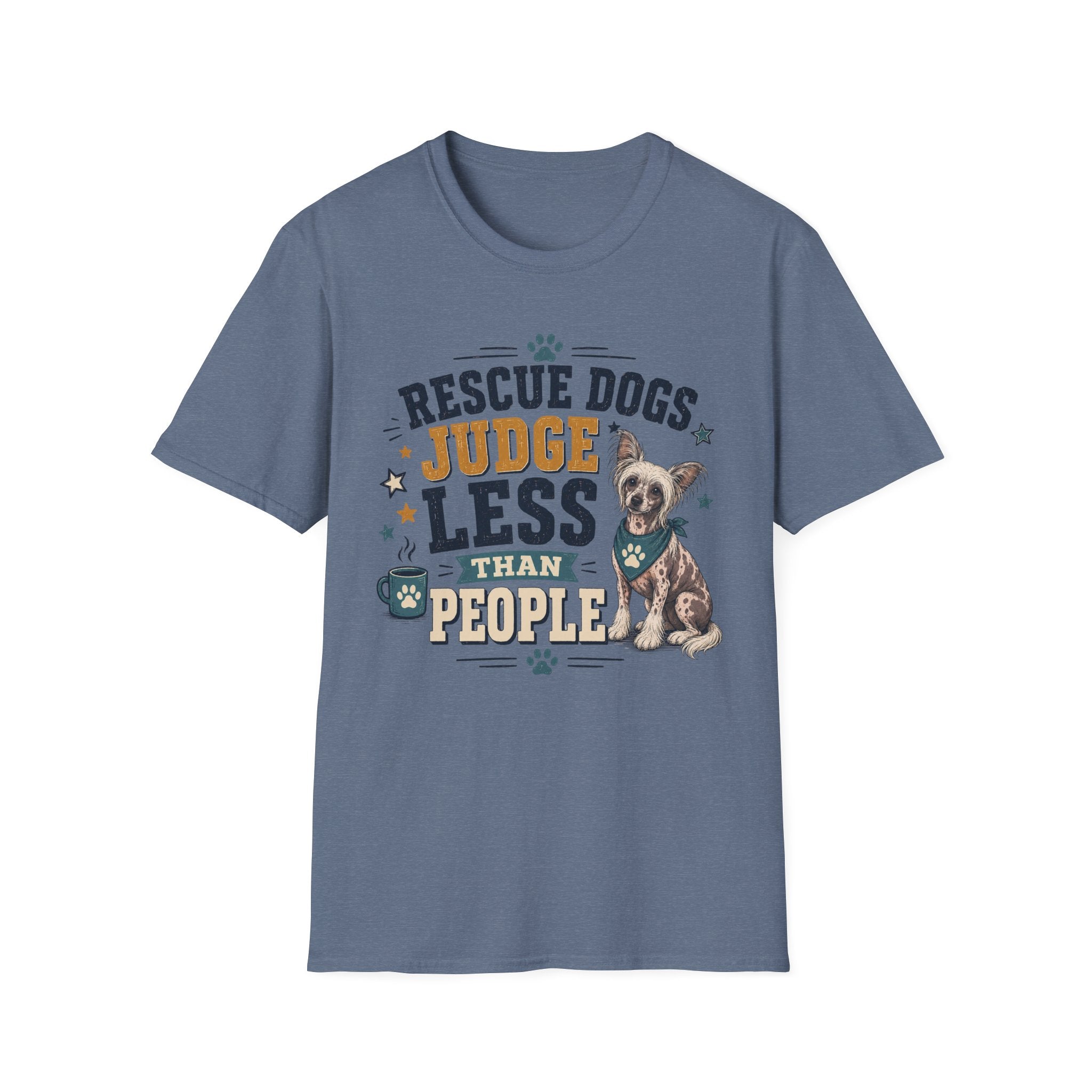 Rescue Dogs Judge Less Than People T-Shirt — Cute Chinese Crested Rescue Tee
