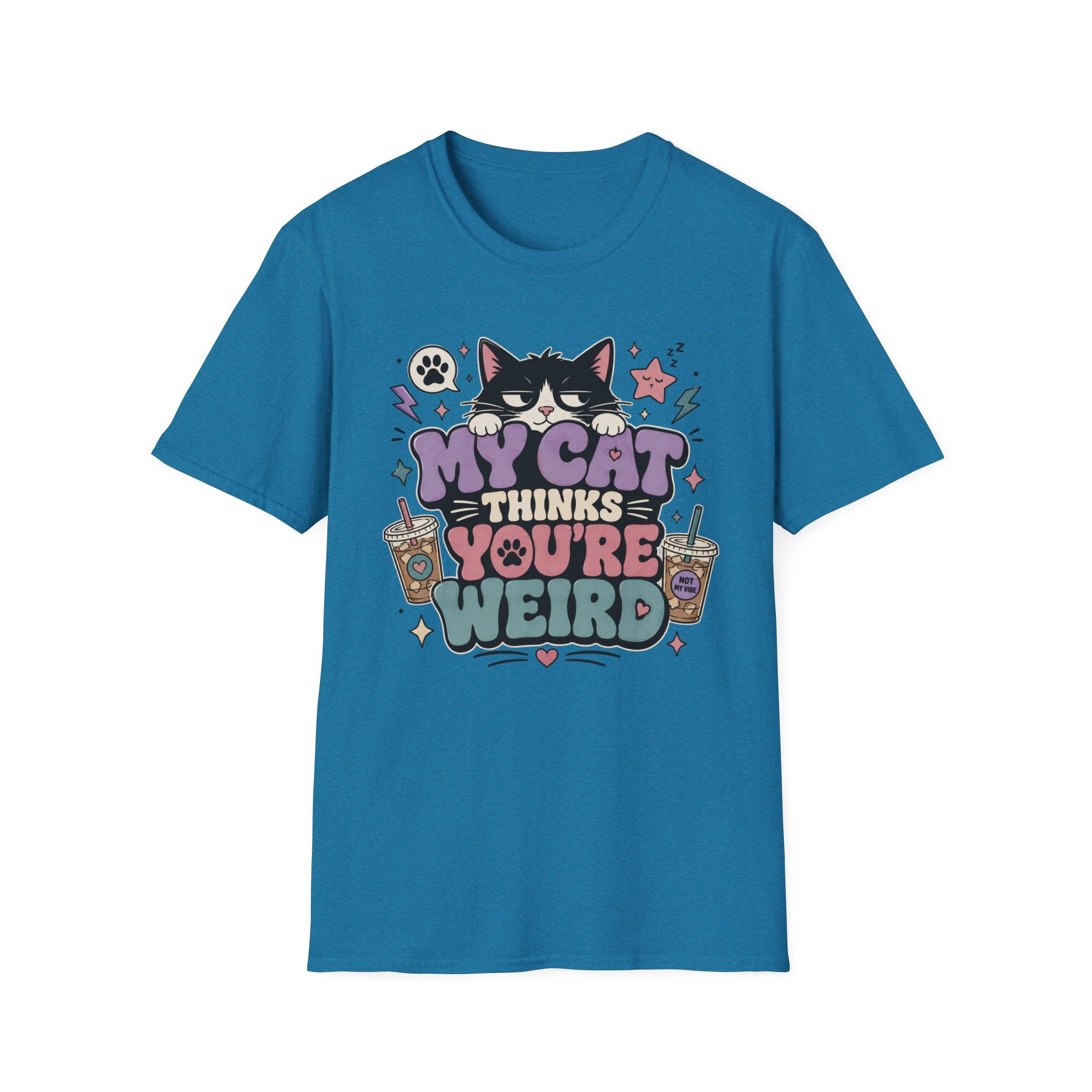 'My Cat Thinks Your Weird' Cute Funny Cat Graphic Tee