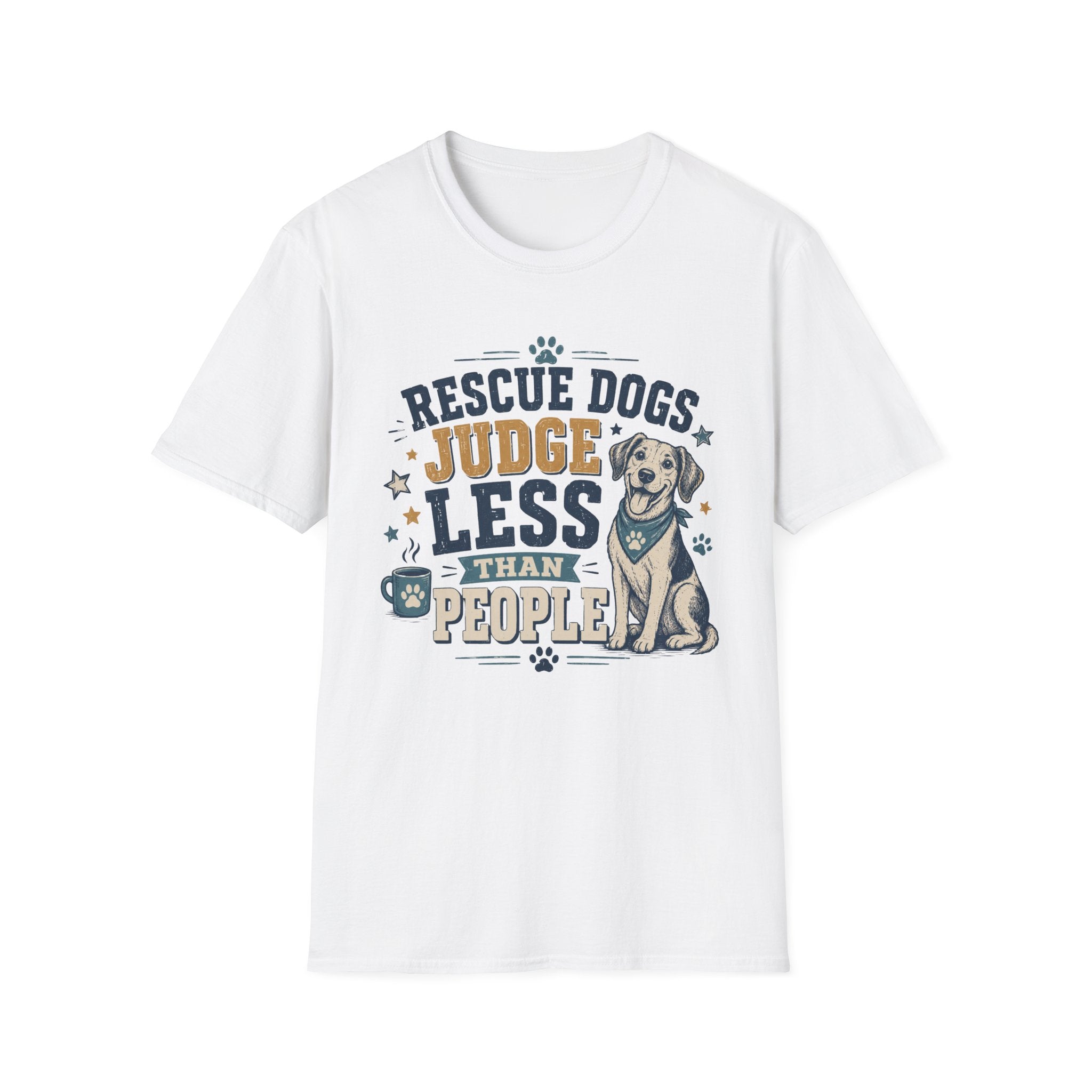Rescue Dogs Judge Less Than People T-Shirt — Cute Mixed Breed Rescue Tee