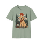 Yellow Lab Lantern T-Shirt — Retro Camping Dog Tee