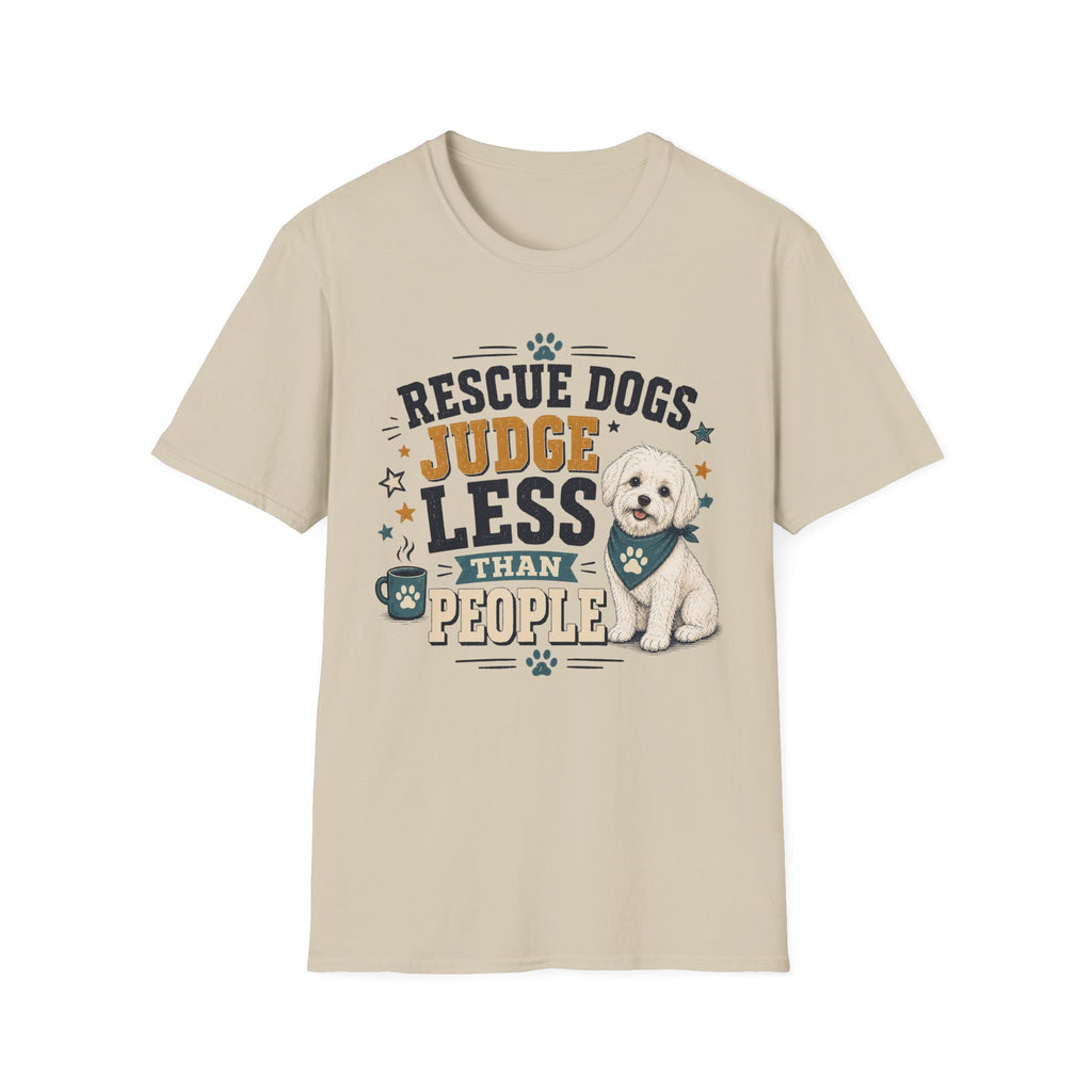Rescue Dogs Judge Less Than People T-Shirt — Cute Shih Zhu Rescue Tee