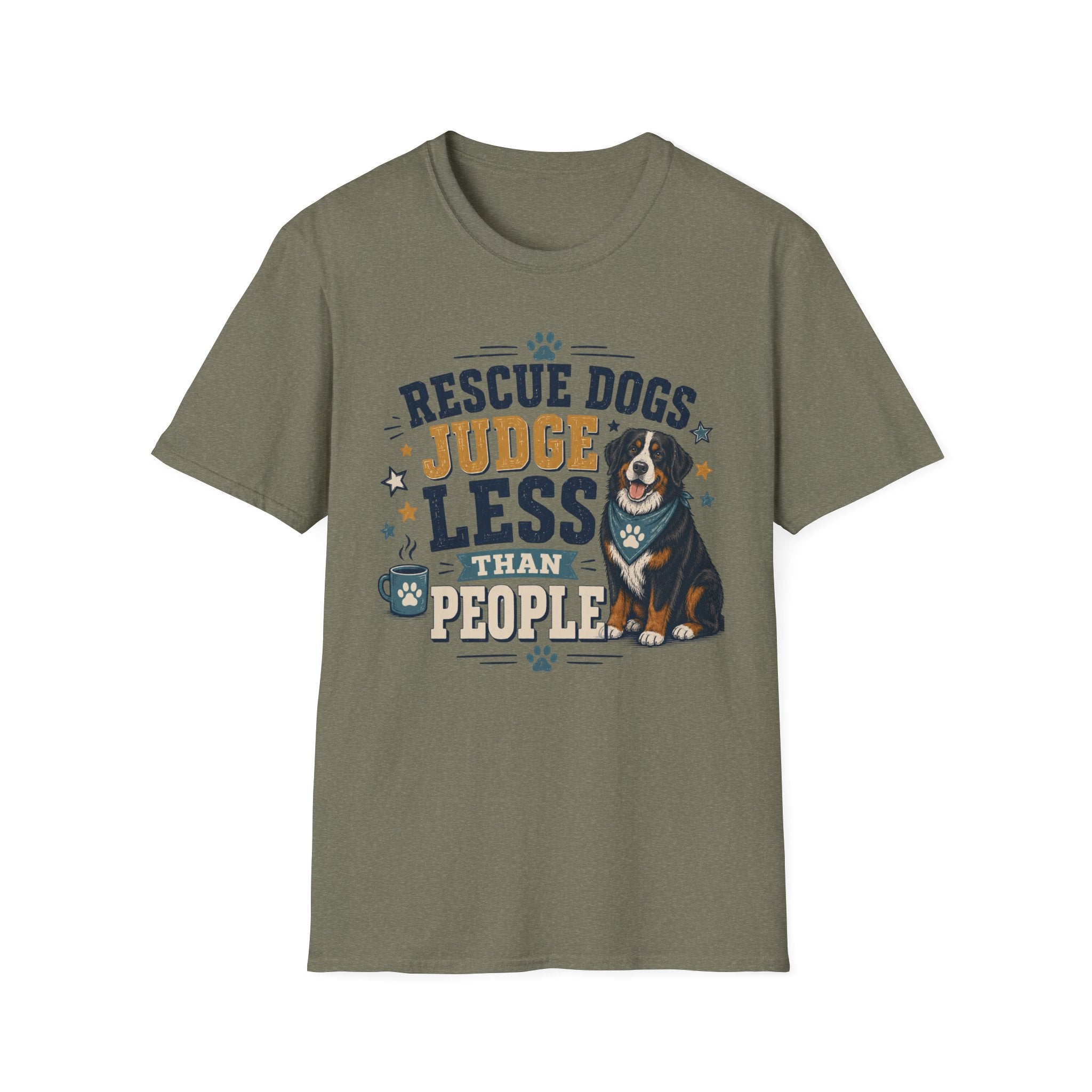 Rescue Dogs Judge Less Than People T-Shirt — Cute Bernese Mountain Dog Rescue Tee