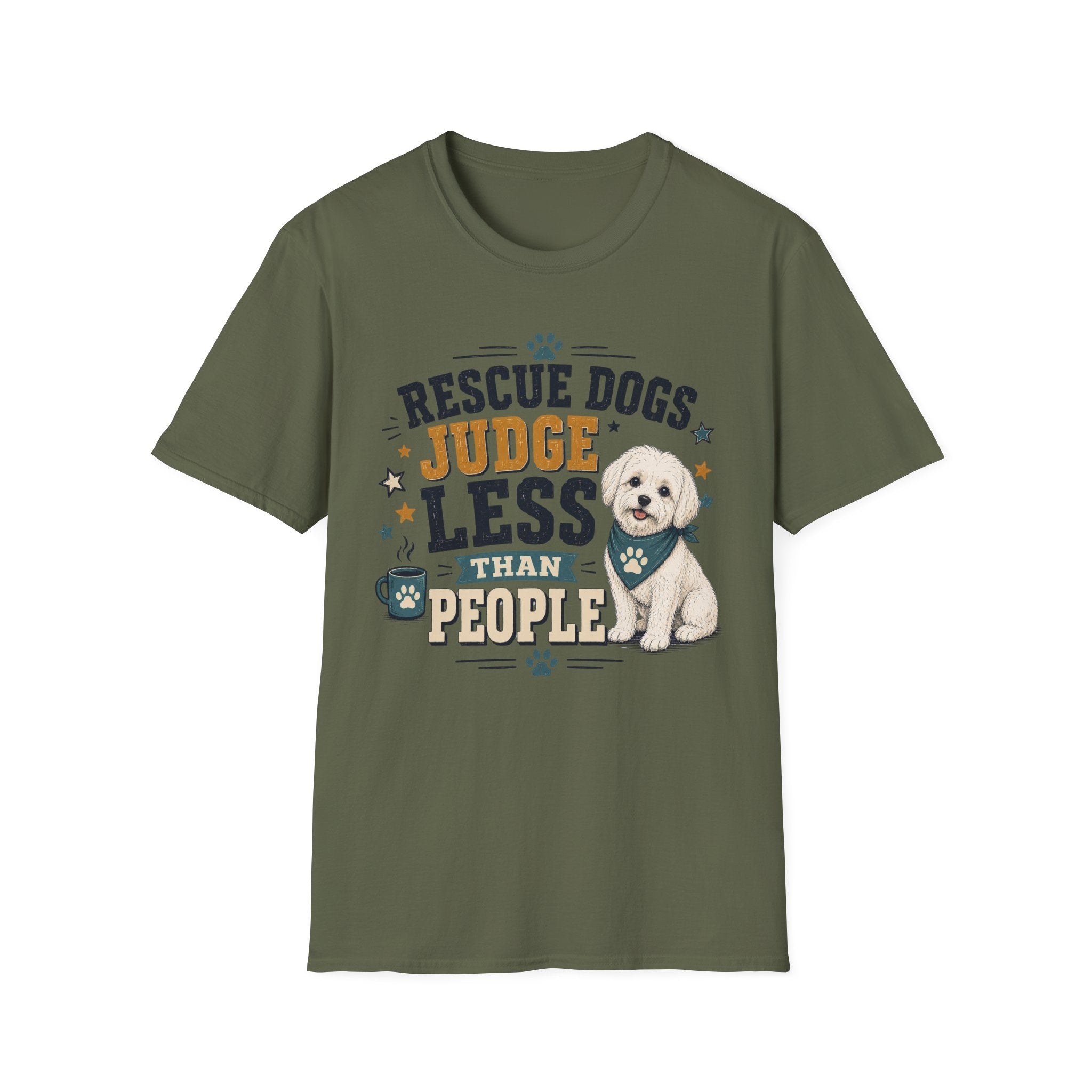 Rescue Dogs Judge Less Than People T-Shirt — Cute Shih Zhu Rescue Tee