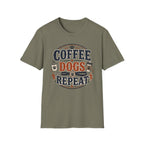 Coffee Dogs Repeat T-Shirt — Funny Dog Lover Coffee Tee