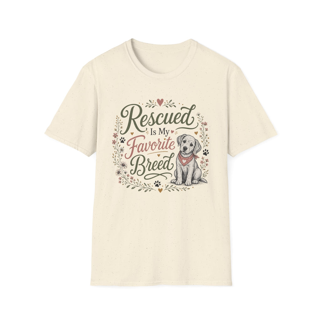 Rescued Is My Favorite Breed T-Shirt — Cute Rescue Dog Adoption Tee