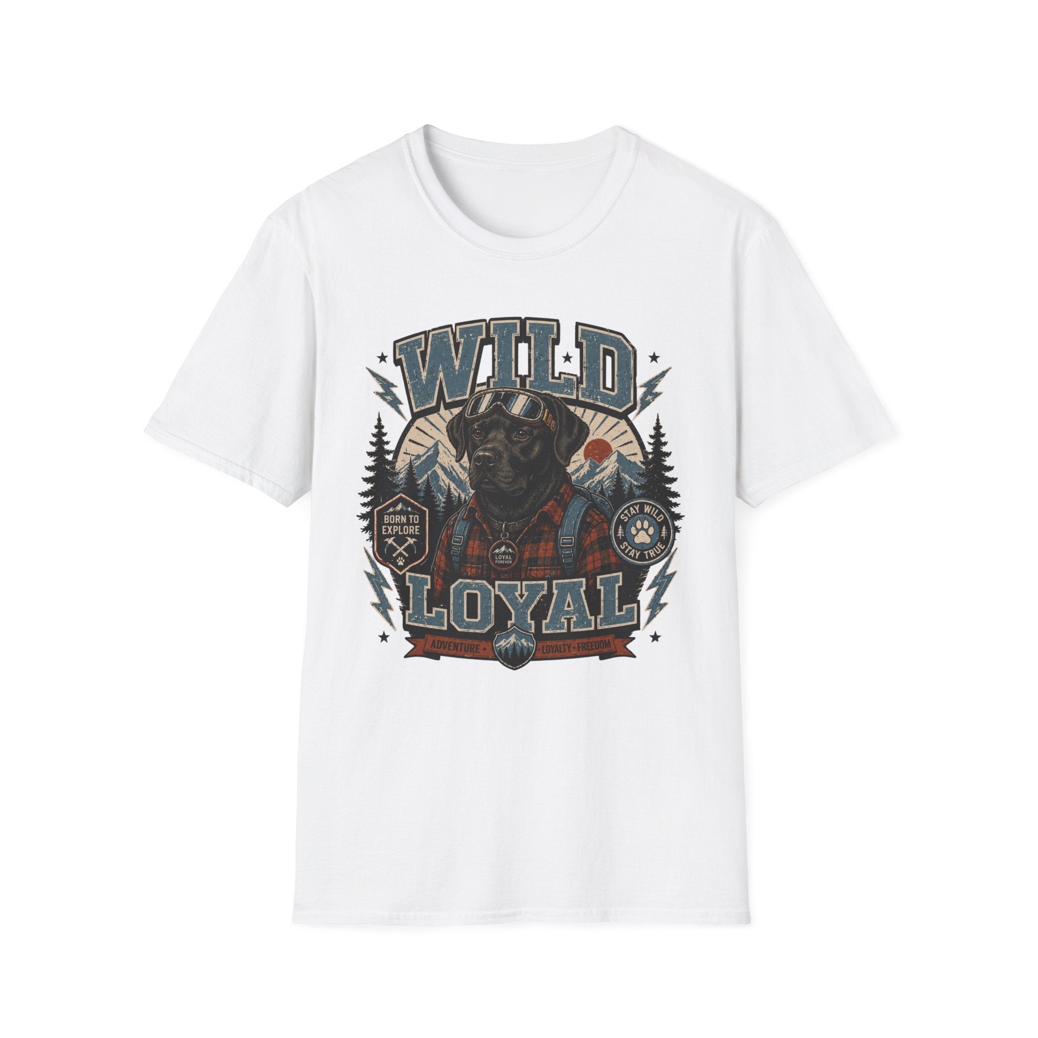Wild & Loyal Dog T-Shirt — Vintage Lumberjack Black Labrador Design