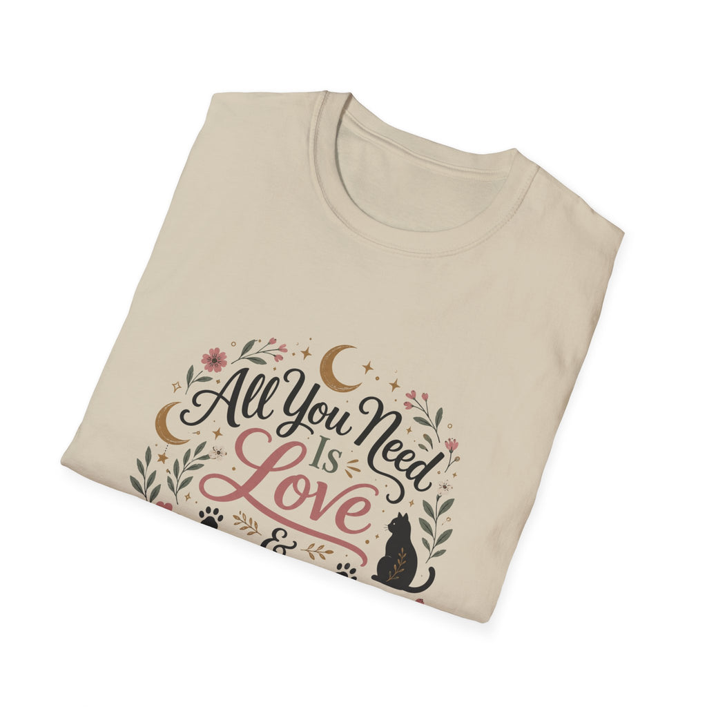 All You Need Is Love & A Cat T-Shirt — Floral Cat Lover Tee