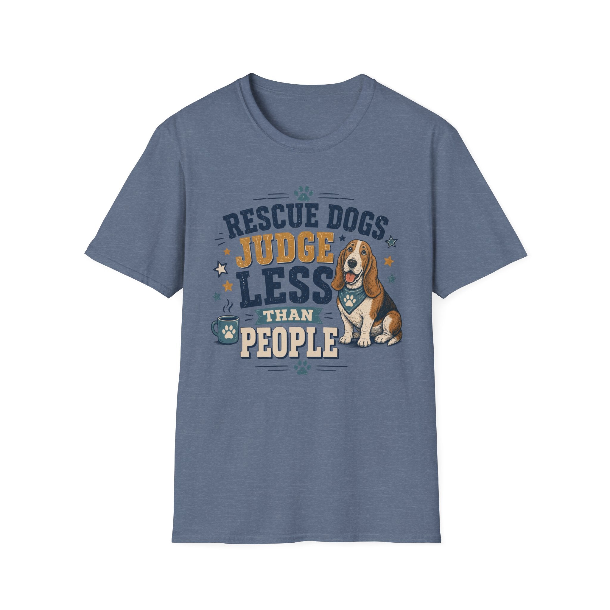 Rescue Dogs Judge Less Than People T-Shirt — Cute Basset Hound Rescue Tee
