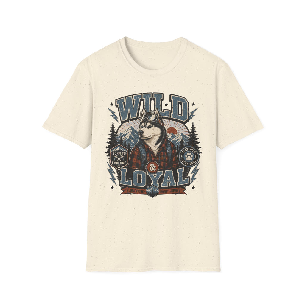 Wild & Loyal Husky T-Shirt — Vintage Mountain Dog Tee