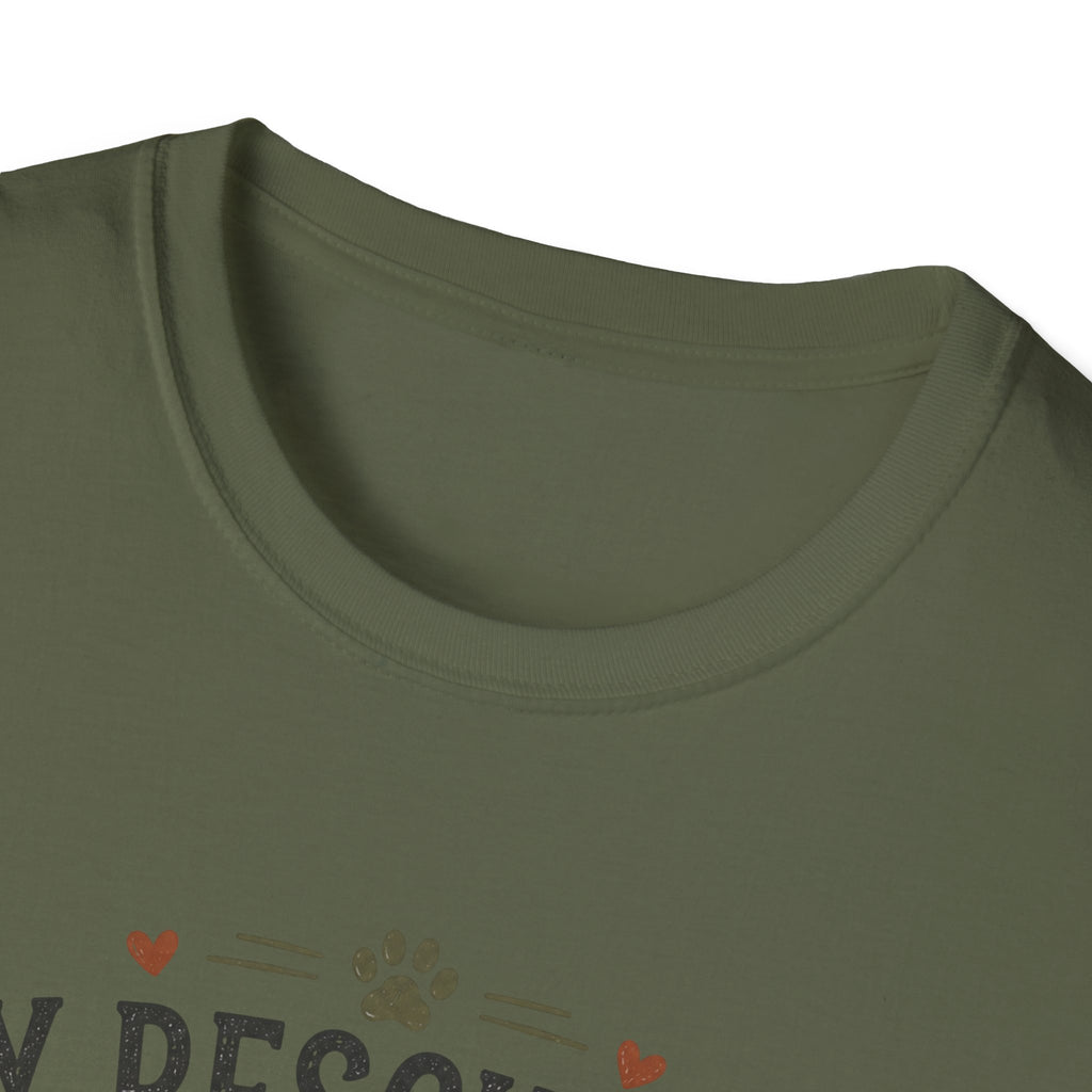 Rescue Dog T-Shirt — "My Rescue Dog Came With Emotional Baggage" Cute Adopted Pup Tee
