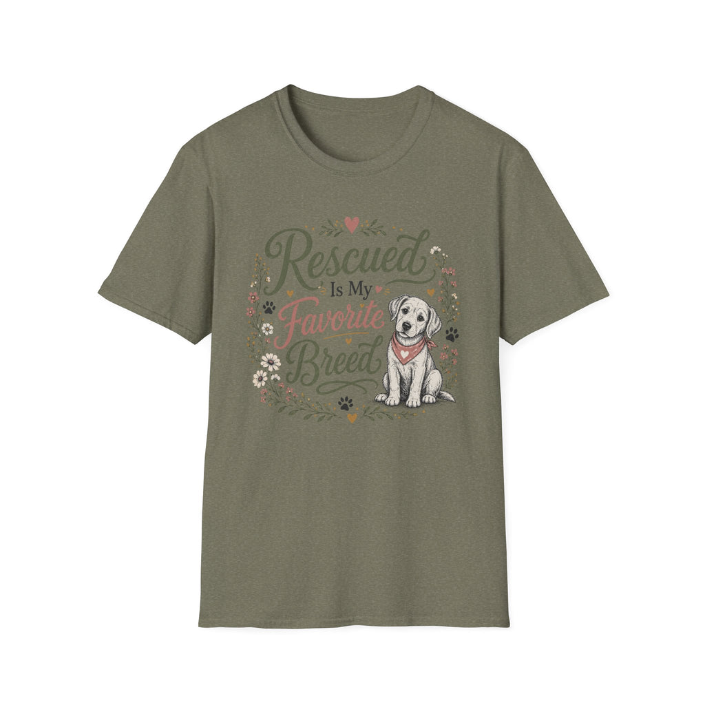 Rescued Is My Favorite Breed T-Shirt — Cute Rescue Dog Adoption Tee