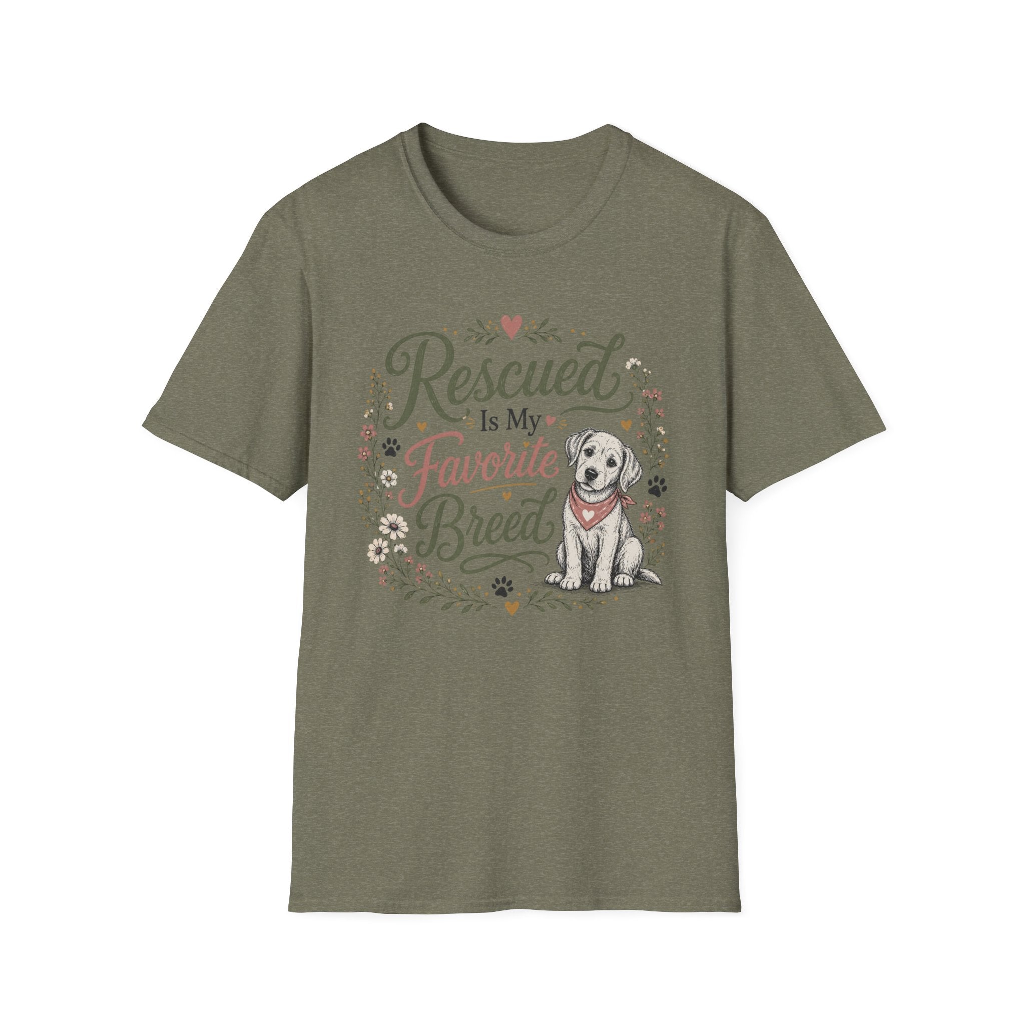 Rescued Is My Favorite Breed T-Shirt — Cute Rescue Dog Adoption Tee