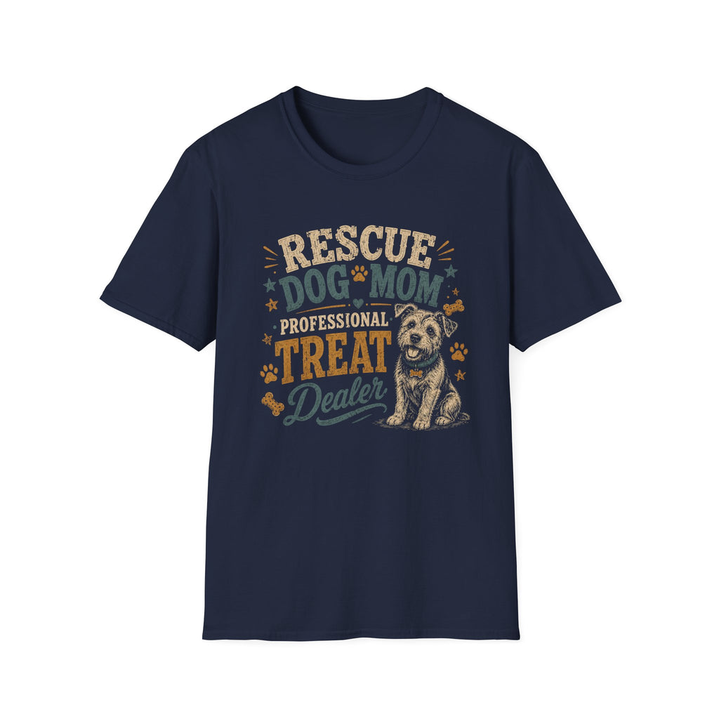 Rescue Dog Mom T-Shirt — "Professional Treat Dealer" Cute Rescue Puppy Tee