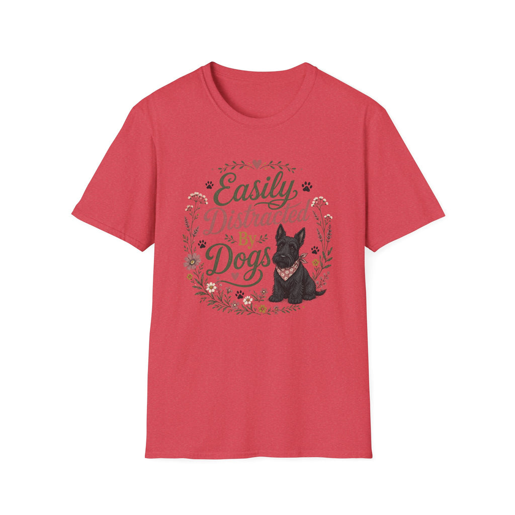 Easily Distracted By Dogs T-Shirt — Cute Scottish Terrier Floral Dog Lover Tee